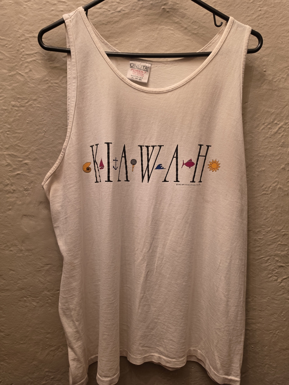 Vintage 1993  Kiawah Island Oneita Tank Top XL Made USA Nautical Beach Tee